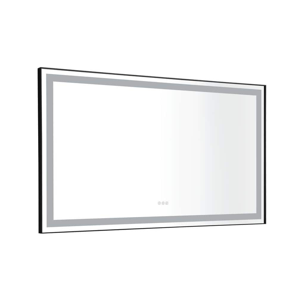 60 in. W x 36 in. H Rectangular Framed LED Lighted with High Lumen Anti ...