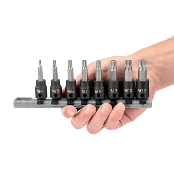 TEKTON 3/8 in. Drive Triple Square Impact Bit Socket Set with Rail