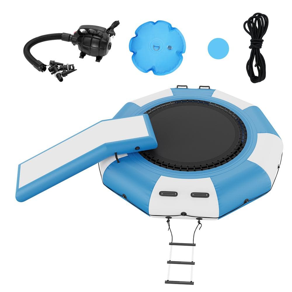 Inflatable Water Bouncer 10 ft. Recreational Water Trampoline Portable Bounce Swim Platform with Electric Air Pump price history on PriceWatchPro