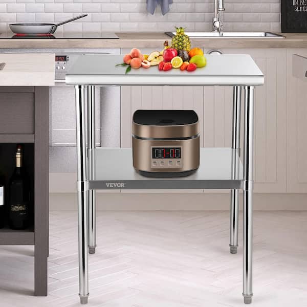 Stainless Steel Prep Table 30 x 30 x 36 in. Heavy Duty Metal Worktable 800 lbs. Load Capacity Kitchen Prep Table,Silver