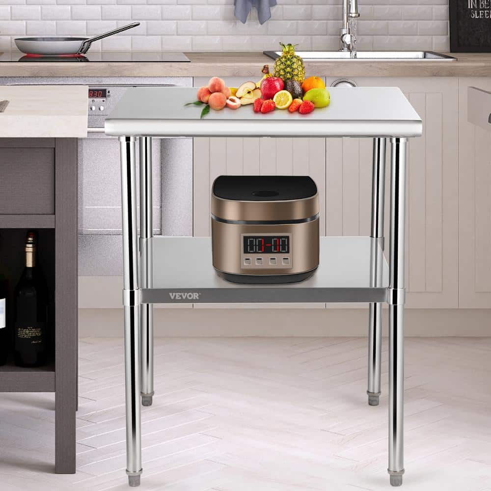 Heavy Duty Stainless Steel Kitchen Prep Table with Adjustable Undershelf