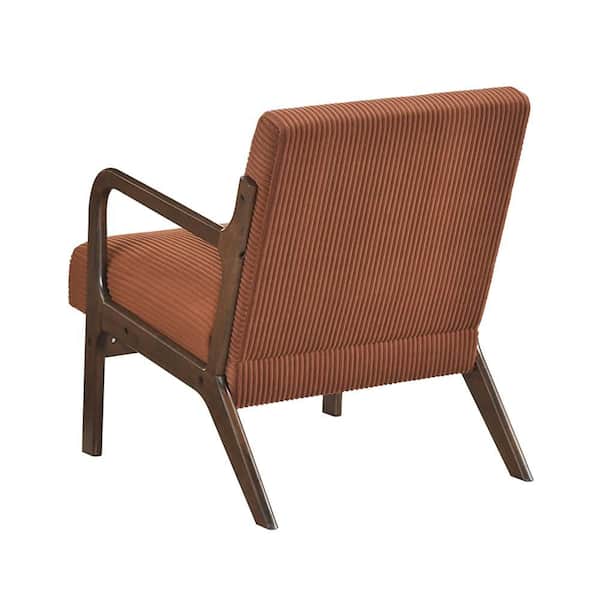 Lazzara Shaffner Orange Corduroy Fabric Upholstery Solid Wood
