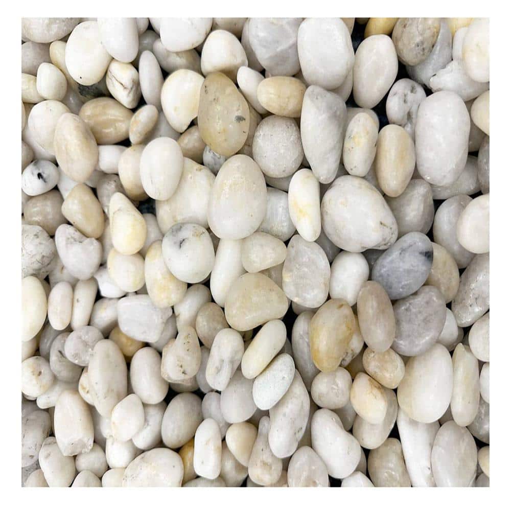 Yard Elements 0.125 cu. ft. 2 in. - 3 in. 10 lbs. White Polished Rock ...