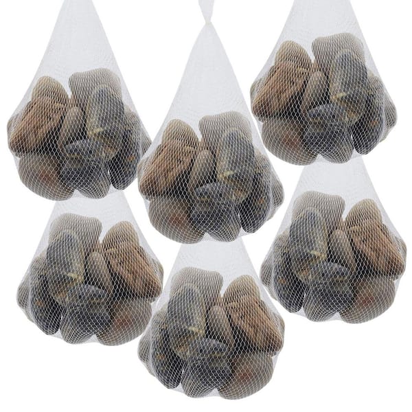 A & B Home 5lbs Polished Pebbles - Set of 6 - Mixed - Brown/Black