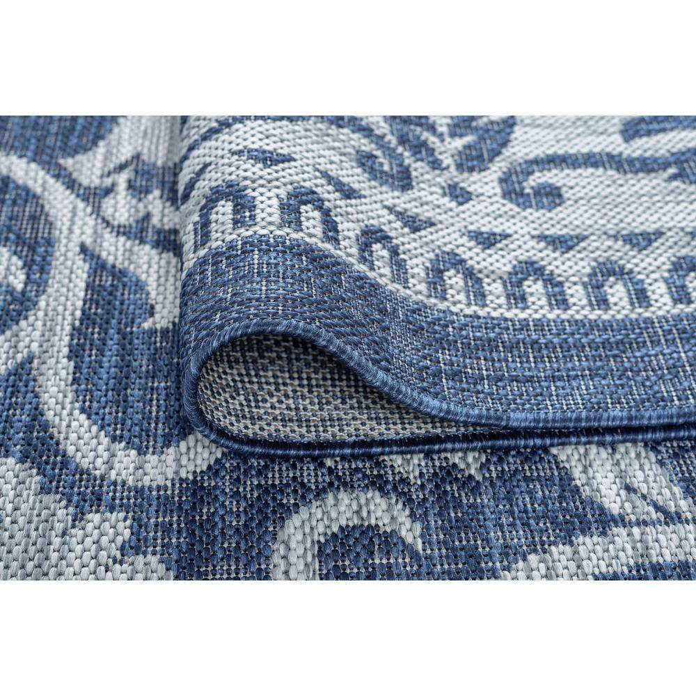 Navy Floral Synthetic 5' x 7' Rectangular Outdoor Rug