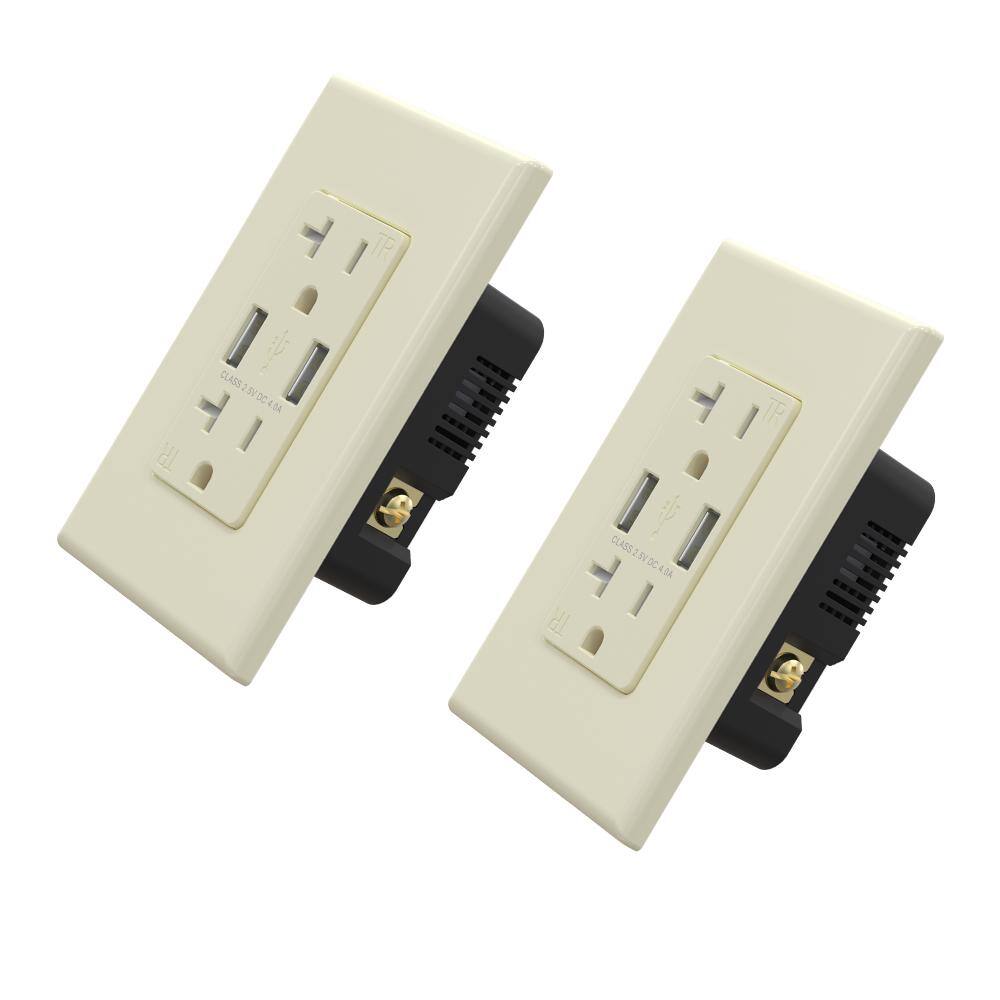 4.0 Amp Dual USB Ports with Smart Chip, 20 Amp Duplex Tamper Resistant Outlet, Wall Plate Included, Almond (2-Pack) price history on PriceWatchPro
