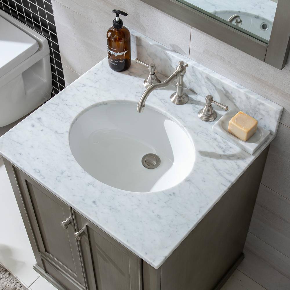 Melissa 24" Silver Gray Vanity with Carrara Marble Top