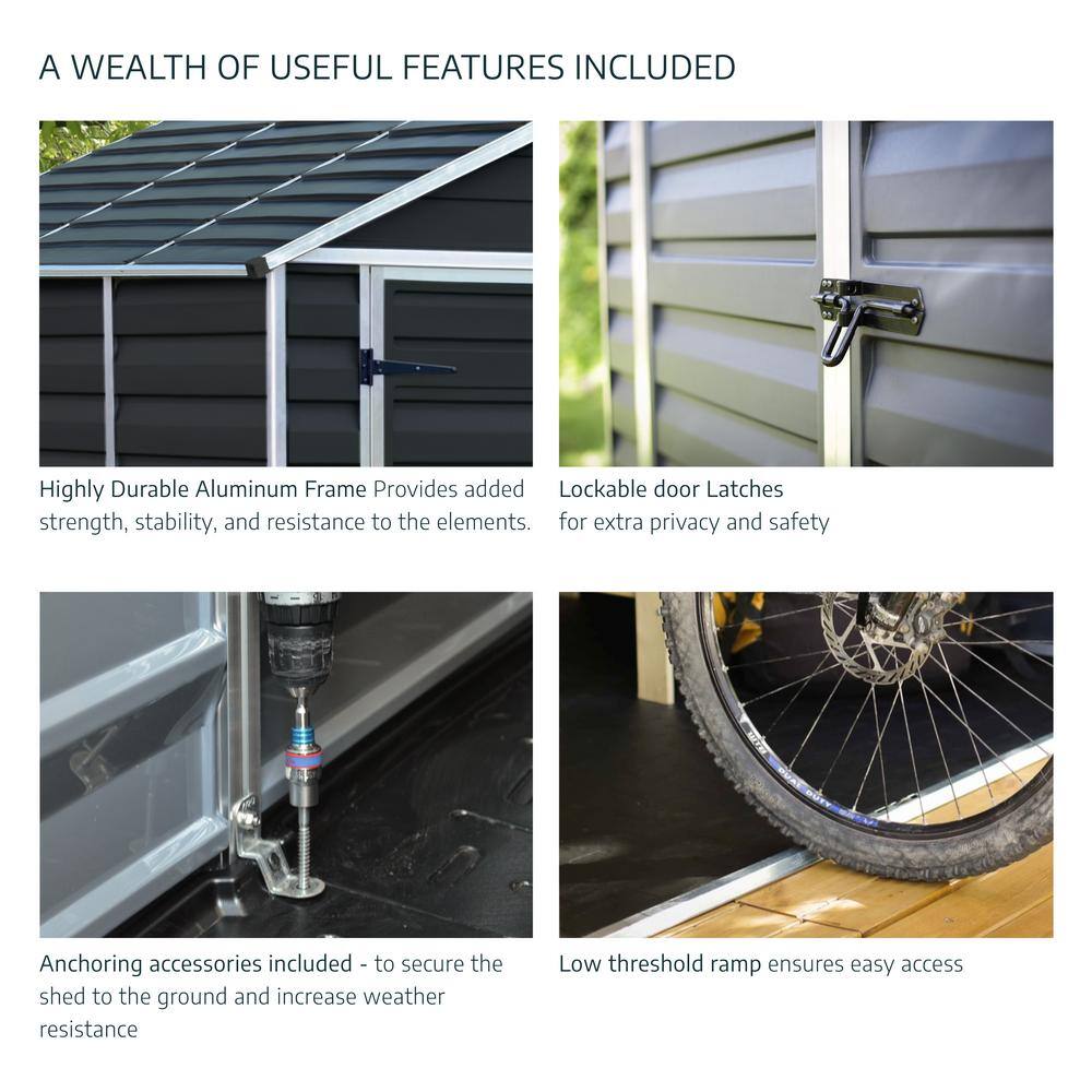 Tan Polycarbonate and Aluminum Outdoor Storage Shed
