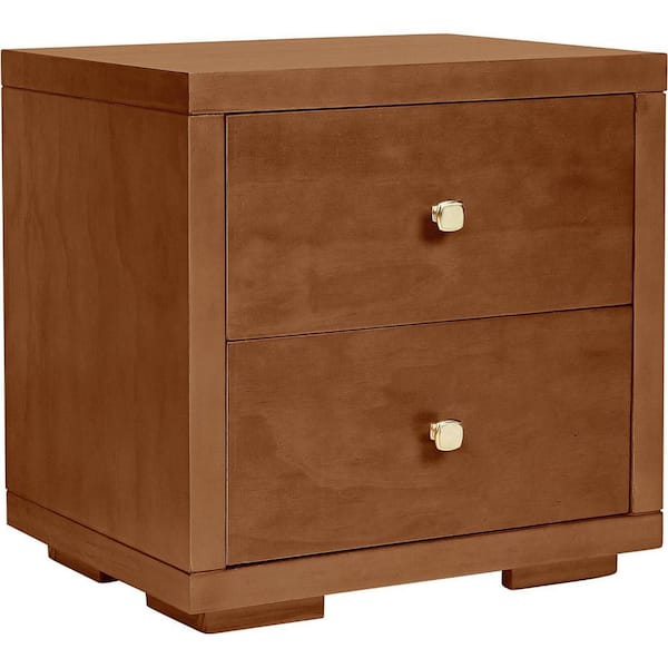 Brown 2 Drawer 19.7 in. W Nightstand