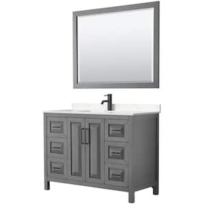 Daria 48 in. W x 22 in. D x 35.75 in. H Single Bath Vanity in Dark Gray w/ Carrara Cultured Marble Top and 46 in. Mirror