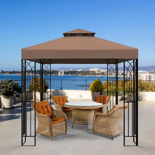 EAGLE PEAK 8 ft. x 8 ft. Outdoor Patio Gazebo with Double Roof