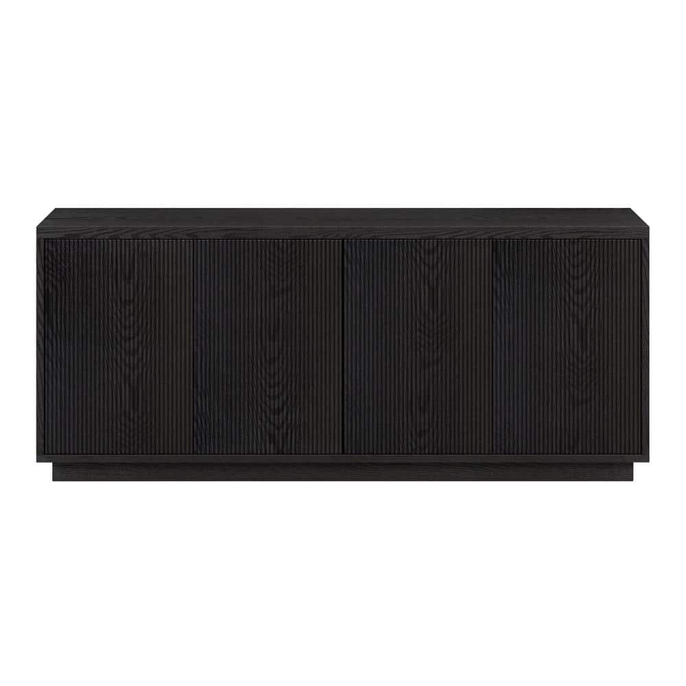Evelyn&Zoe Hanson Rectangular TV Stand for TV's up to 65", Black Grain
