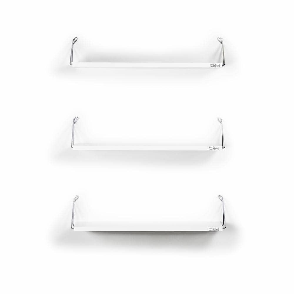 24 in. W x 5 in. D White, Chrome Decorative Wall Shelf Rustic Floating Trip