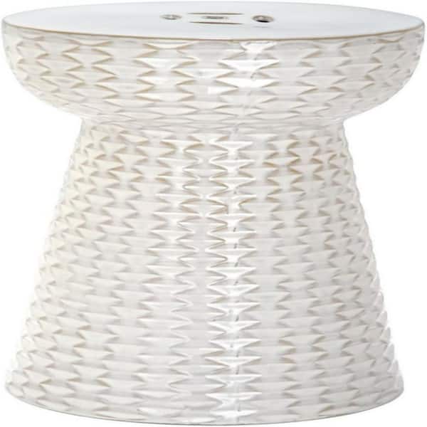 Glazed Ceramic Decorative Garden Stool, Cream
