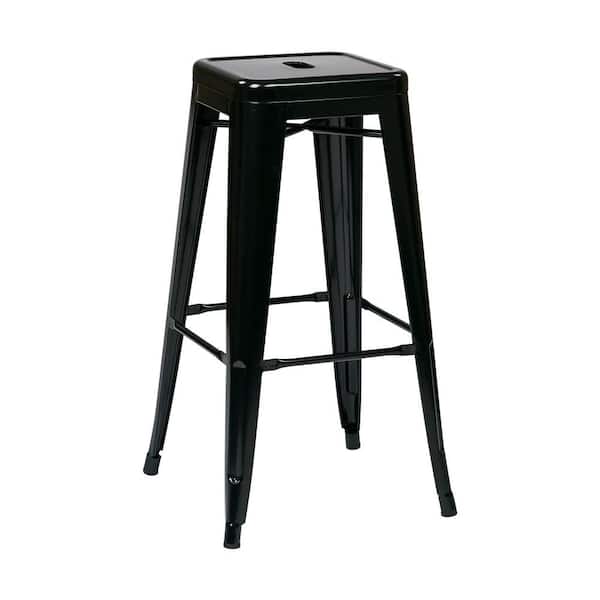 OSP Home Furnishings Patterson 30 in. Black Bar Stool (Set of 2)