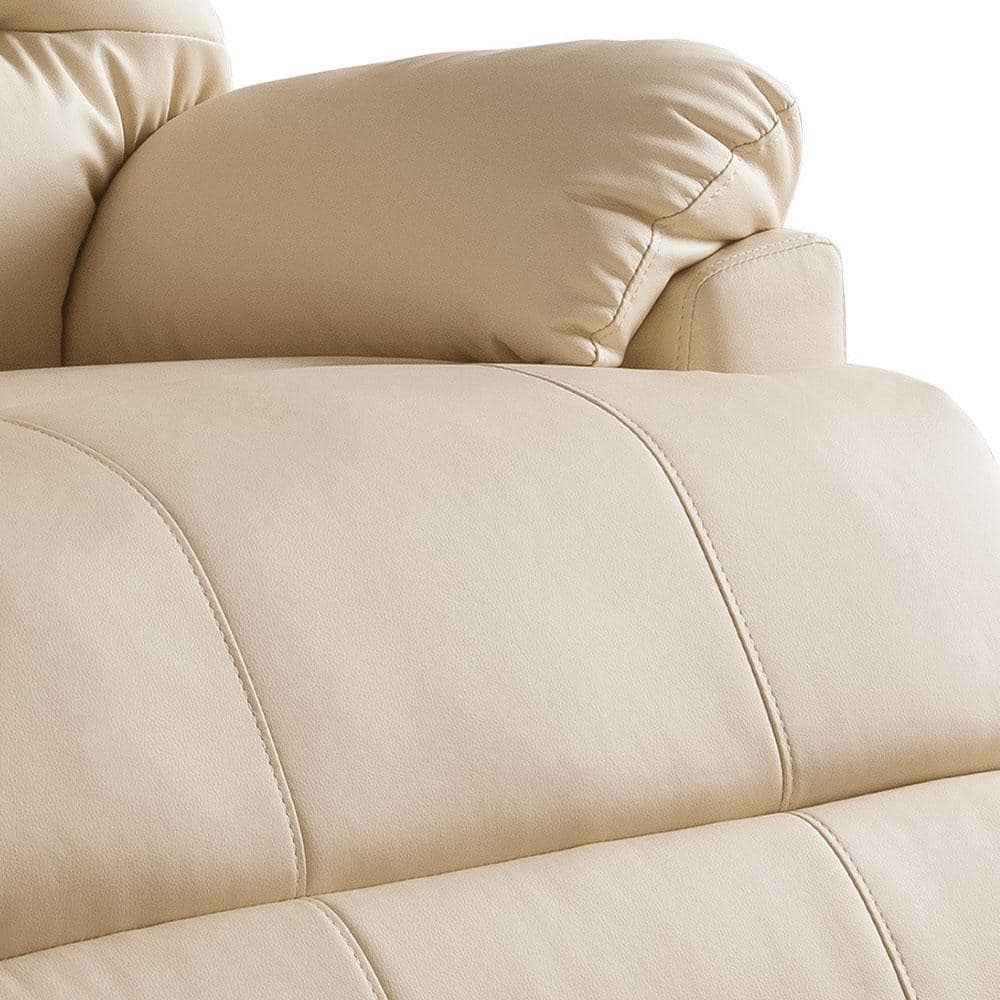 Luxurious Beige Faux Leather Massage Recliner with Power Lift
