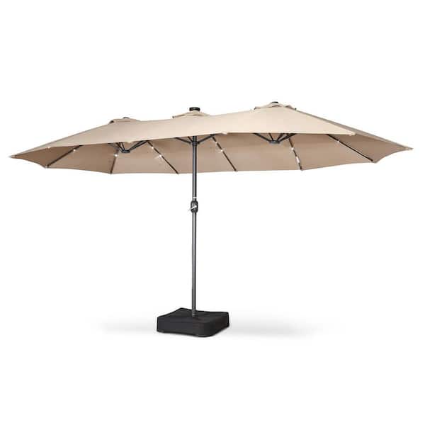 213 Lbs Double Head Patio Umbrella Base 160 in, Beige Tan