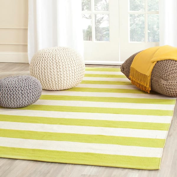 Montauk Green/Ivory Doormat 3 ft. x 4 ft. Striped Area Rug