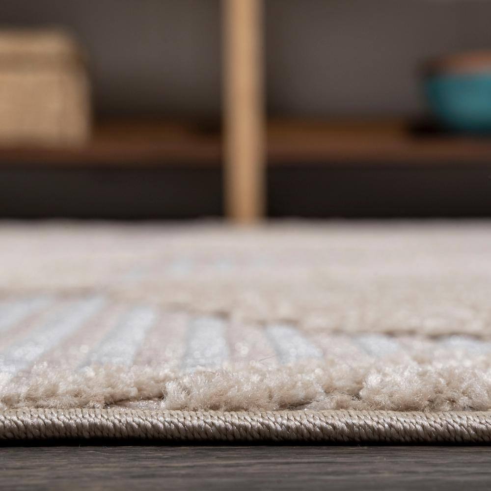 Ivory Geometric Art Deco 8' x 10' Reversible Synthetic Area Rug