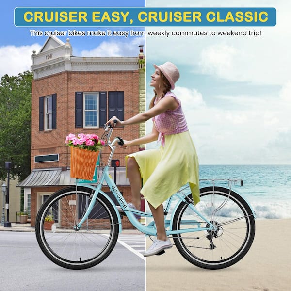 BOZTIY 26 in. 7 Speed Commute Bike Beach Cruiser Bike for Adult BOZTIY 26 in. 7 Speed Commute Bike Beach Cruiser Bike for Adult