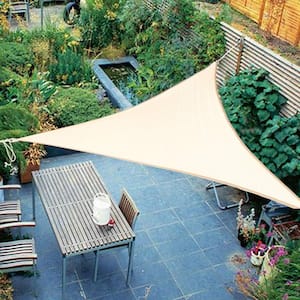 8 ft. x 8 ft. x 8 ft. 185 GSM Beige Equilteral Triangle Sun Shade Sail, for Patio Garden and Swimming Pool