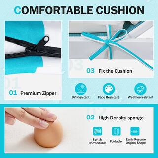 Pillow Perfect Cuscino Per Lettino Da Giardino – Strisce Island Blue, Dimensioni 80x23 Cm, Per Esterno/Interno, Morbido E Resistente