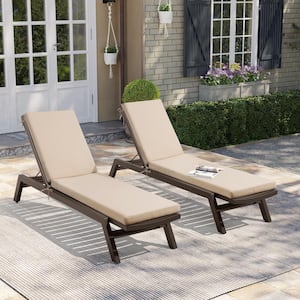 2-pack 80 in. outdoor lounge chair lounge polyester chair cushions in Beige
