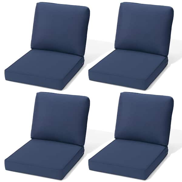 4 Pieces Outdoor Couch Cushion in Navy Blue 27.6 in. x 24.4 in. x 4.5 in. Patio Deep Seat Cushions with Removable Cover