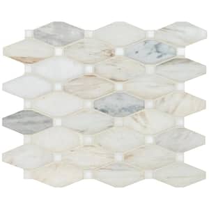 Angora Elongated Octagon 11.81 in. x 13.4 in. Polished Marble Look Floor and Wall Tile (10.1 sq. ft./Case)