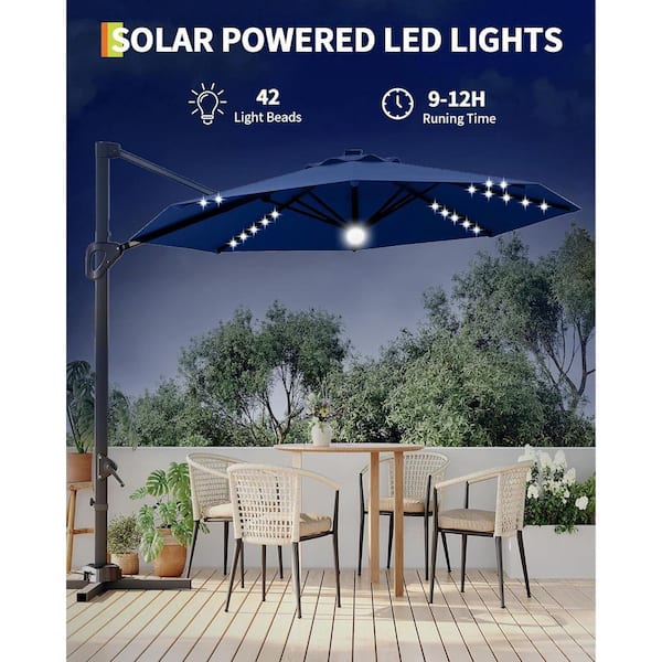 10 navy blue solar patio umbrella Best Choice Products 10ft 3-Tier w/ 24 LED Lights, Tilt Adjustment, Easy Crank Spend relaxing sunny afternoons and cozy evening gatherings under Autlaycil spider patio umbrella OUTGOODS 10 ft. Steel Patio