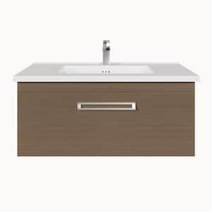 Orleans 38 in. W x 20 in. D x 23 in. H Single Sink Wallmount Bath Vanity in Wenge with White Porcelain Top