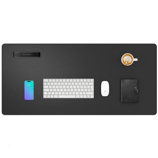 Leather Desk Pad Protector Mouse Pad Office Mat Non-Slip PU Leather Desk Blotter Laptop Writing Pad Waterproof Black