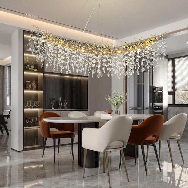 PUYRNF 72 in. 18-Light Dimmable Gold Tree Branches Crystal