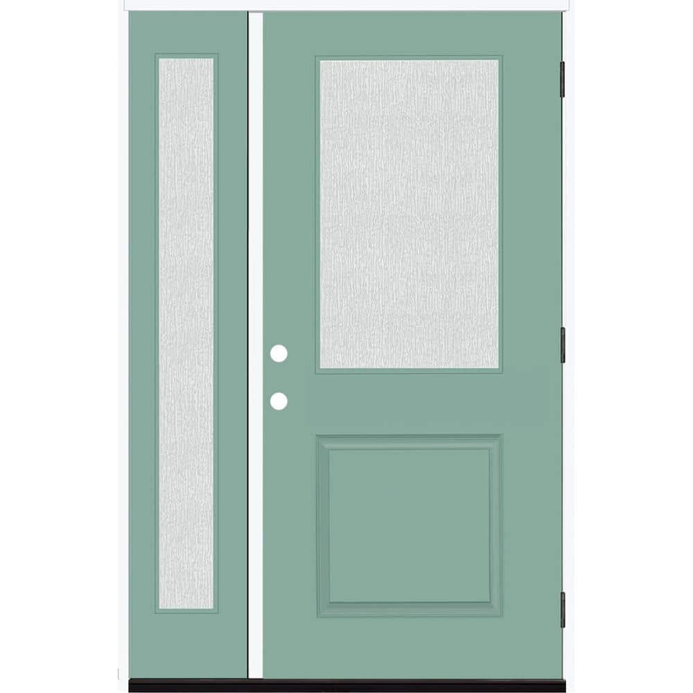 Steves & Sons Legacy 51 In. W. X 80 In. 1/2 Lite Rain Glass LHOS Primed ...