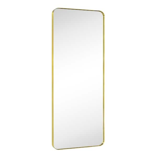 TEHOME Kengston 20 in. W x 55 in. H Rectangular Stainless Steel Framed Wall Mounted Bathroom Vanity Mirror in Brushed Gold