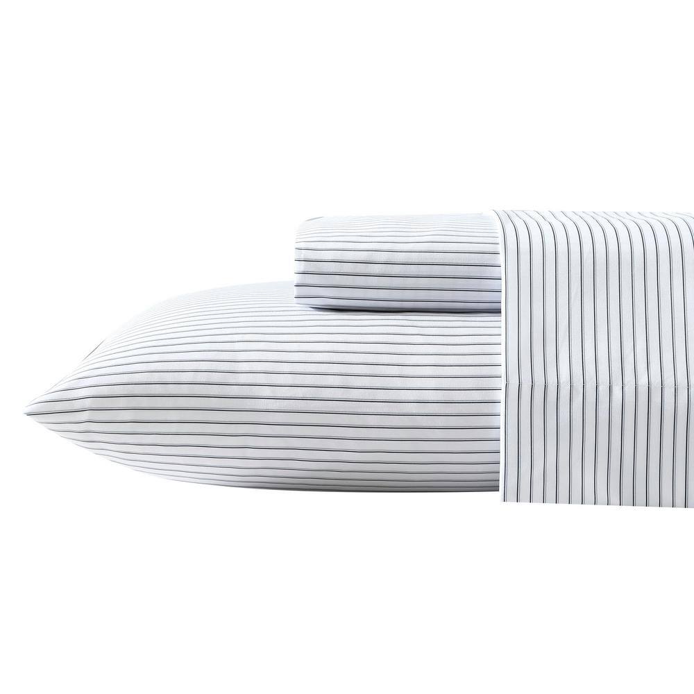Heather Gray Striped Queen Polyester Microfiber Sheet Set