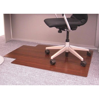 Standard 5 mm Dark Brown Mahogany 36 in. x 48 in. Bamboo Roll-Up Office Chair Mat with Lip