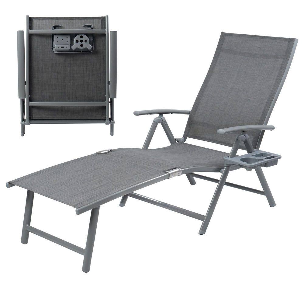 Cozy Gray Adjustable Foldable Reclining Aluminum Outdoor Lounge Chair (1- pack) price history on PriceWatchPro