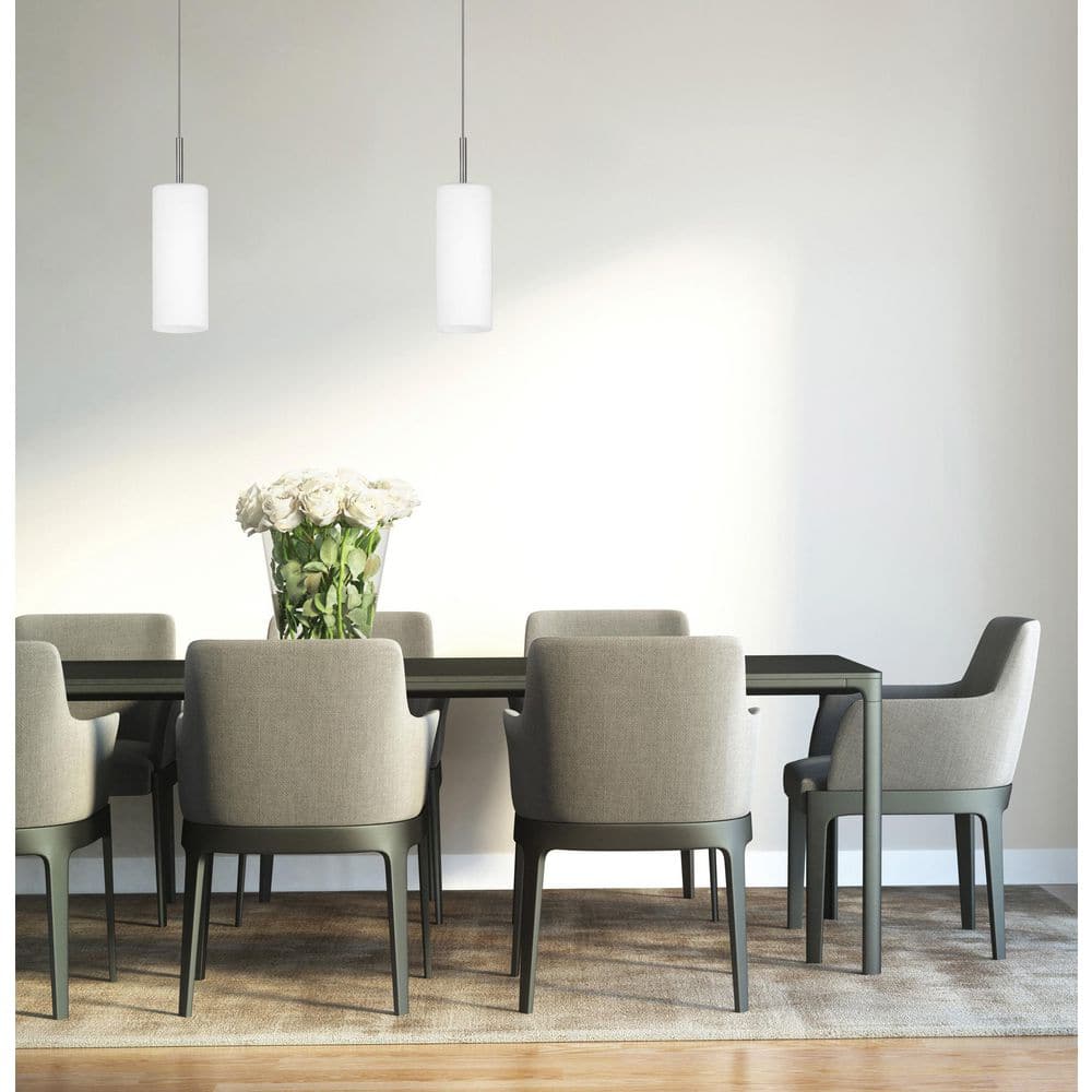 Cameron 4 in. 1-Light Brushed Nickel Pendant Light with White Glass Shade price history on PriceWatchPro