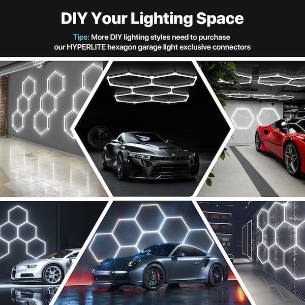 BIBIVIS White Gen 2 Hexagon Garage Light 168-Watt 16800LM 5 Grid