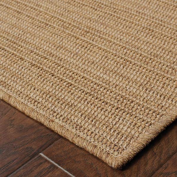 Tan 2 ft. x 4 ft. Loomed Polypropylene Rectangle Indoor/Outdoor Area Rug