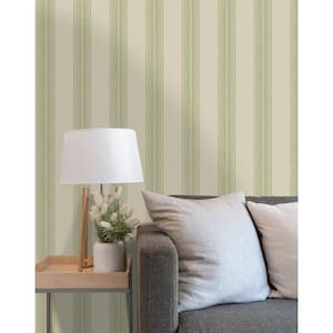 Linen Stripe Sage Green Non-Pasted Wallpaper (Covers 56 sq. ft.)