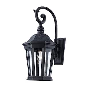 Westfield 21 in. 1-Light Black Outdoor Wall Light Fixture with Clear Glass