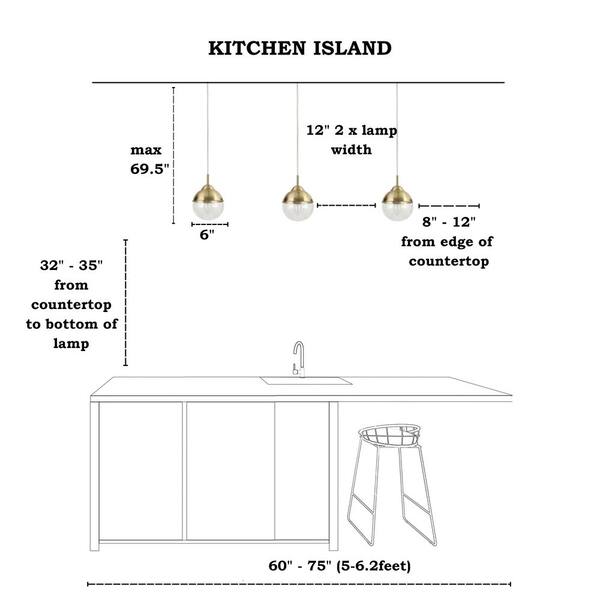 Zevni 6 in. 1-Light Brass-Plated Mini Pendant Light, Globe Clear
