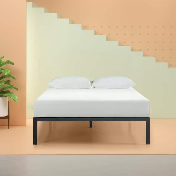 Black Queen Metal Platform Bed Frame Without Headboard