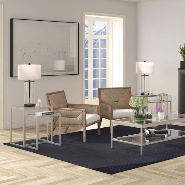 Rocco Rectangular Nested Side Table in Satin Nickel