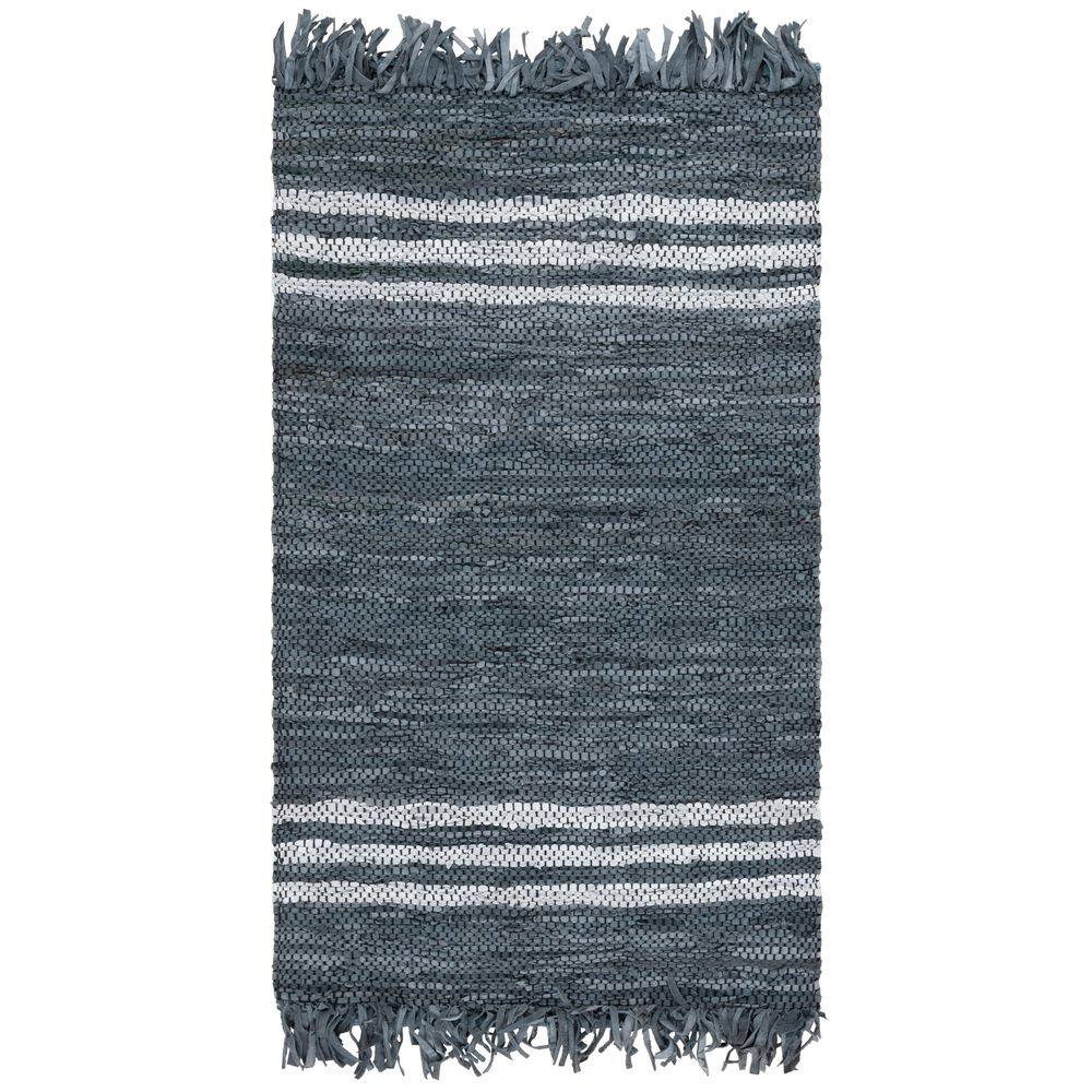 Vintage Leather 3 ft. x 5 ft. Gray/Ivory Striped Border Area Rug price history on PriceWatchPro