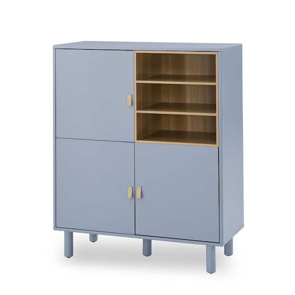 Aoibox Modern Multifunctional Storage Cabinet with Doors, Drawers, Leather Handle, Home Storage Cabinet, Office Cabinet, Blue