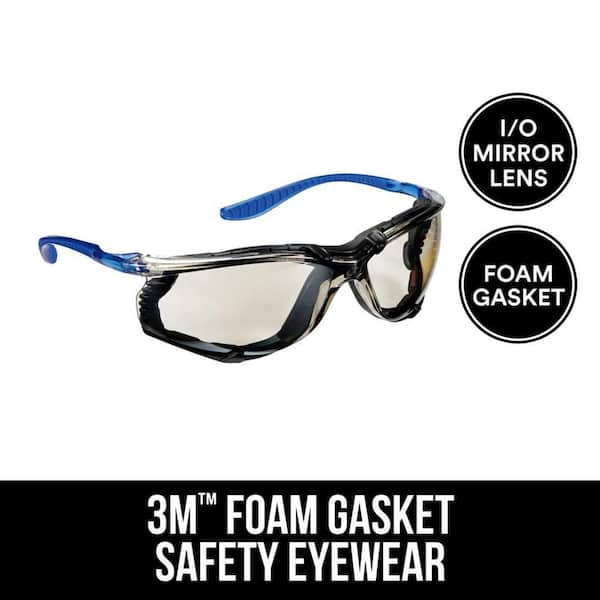 3M Performance Eyewear Foam-Gasket Design Safety Glasses with Indoor/Outdoor Anti-Fog Mirror Lenses