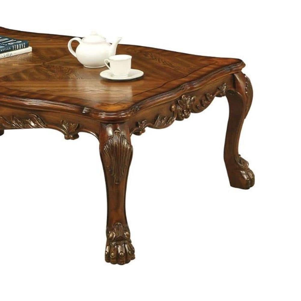 Dresden Cherry Oak 54" Rectangular Coffee Table with Claw Feet